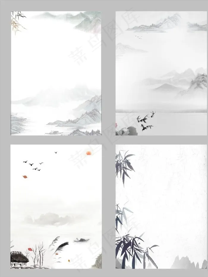 中国风 淡雅 背景 水墨 山水图片