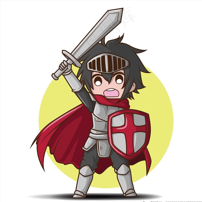 卡通战士插画图片ai矢量模版下载
