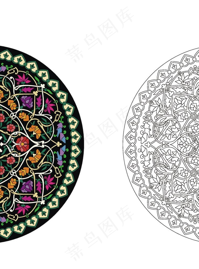 圆形花纹矢量图片ai矢量模版下载