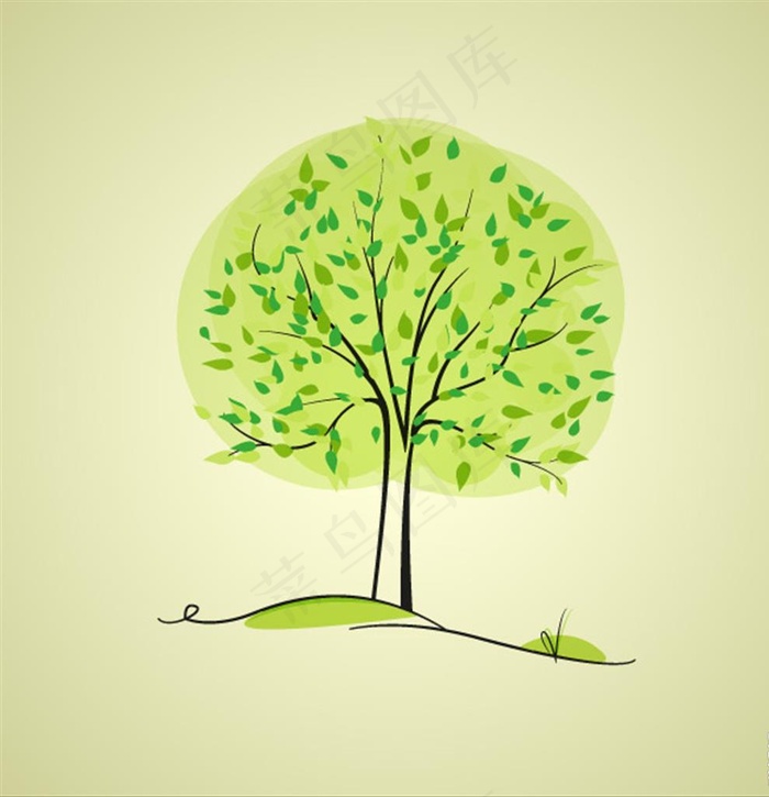 树插画矢量图片ai矢量模版下载