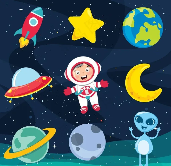 外太空宇航员主题插画图片