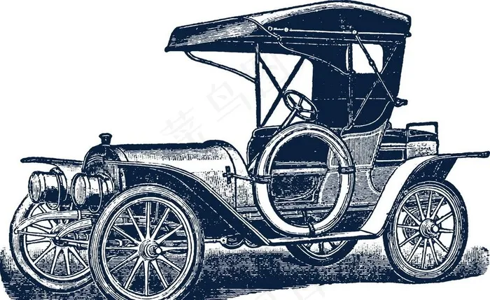 手绘古董汽车图片