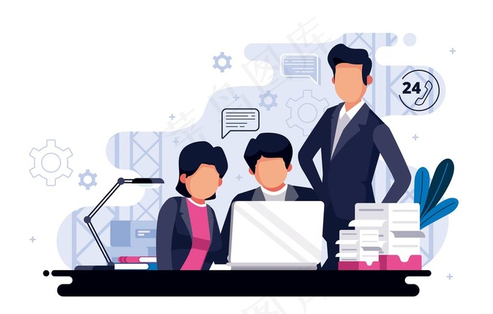 扁平化商务办公插画设计图片eps,ai矢量模版下载