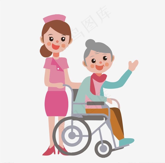 医院护士与老人卡通矢量图图片cdr矢量模版下载