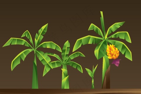 卡通芭蕉树矢量图图片