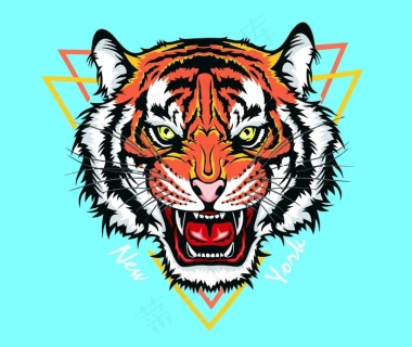 虎头线描矢量图片ai矢量模版下载