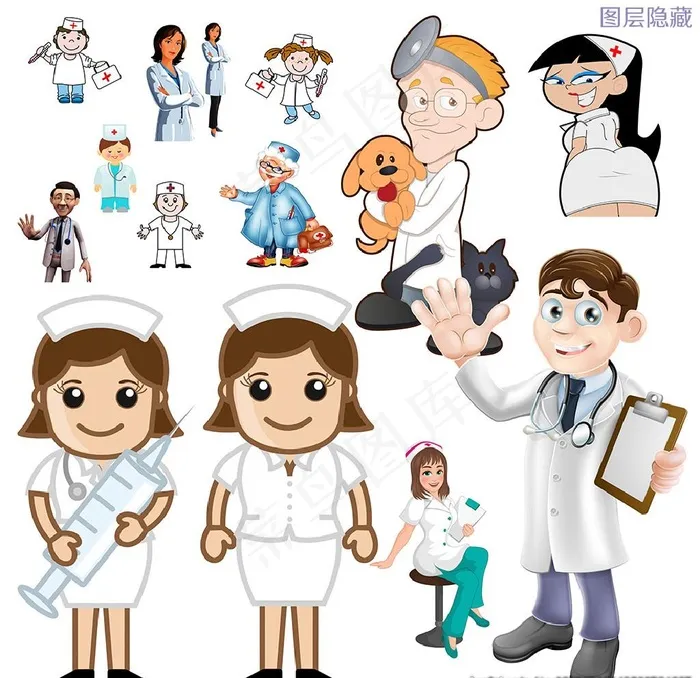 卡通医生护士图片