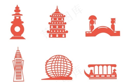 矢量杭州滨江地标建筑剪影图片ai矢量模版下载