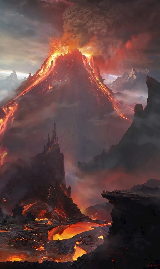 火山岩浆喷发图片