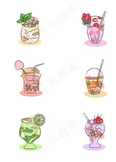 手绘橘色卡通装饰奶茶2000x2000dpi300psd模版下载