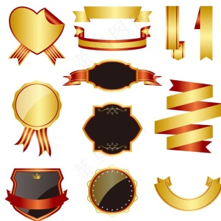 勋章奖牌绶带丝带奖章矢量素材图片ai矢量模版下载
