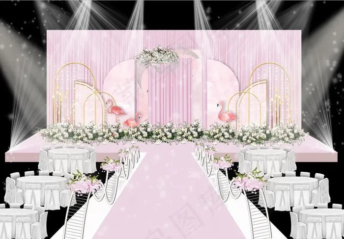 粉色婚礼舞台设计图片