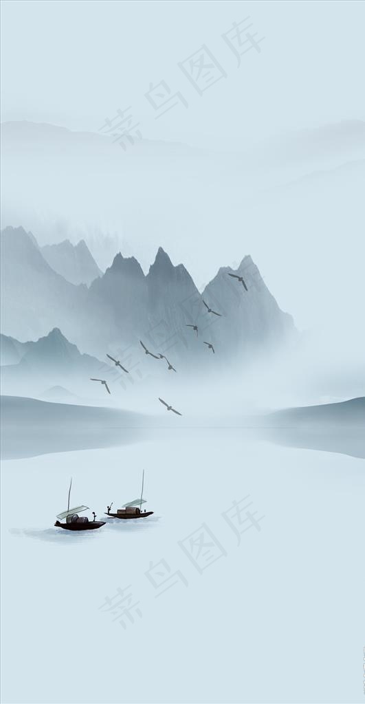 菜鸟图库提供高质量设计素材下载, 本素材作品名称为写意山水背景玄关