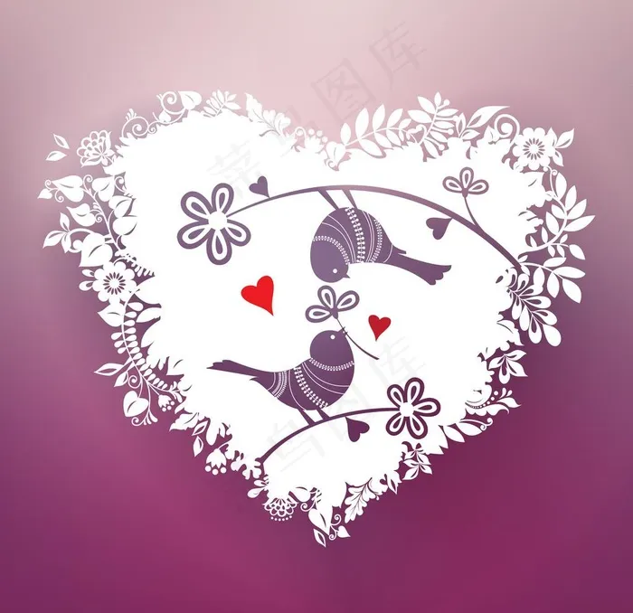 心形爱情鸟背景图片
