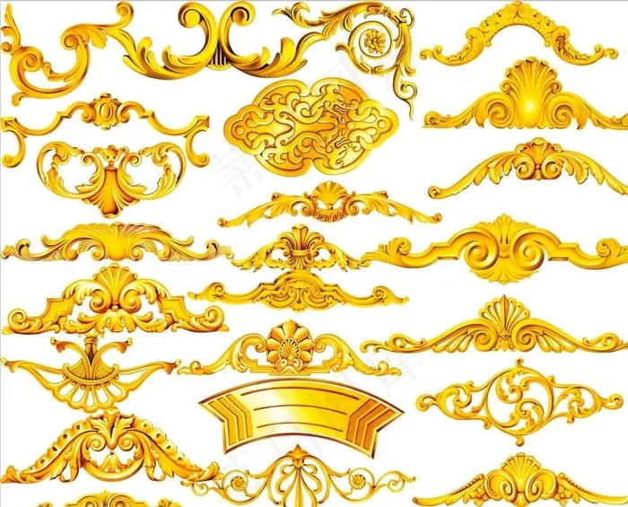 金色金属质感花纹花边装饰素材图片4134x3374dpi300psd模版下载