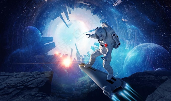 宇航员科技背景海报素材图片