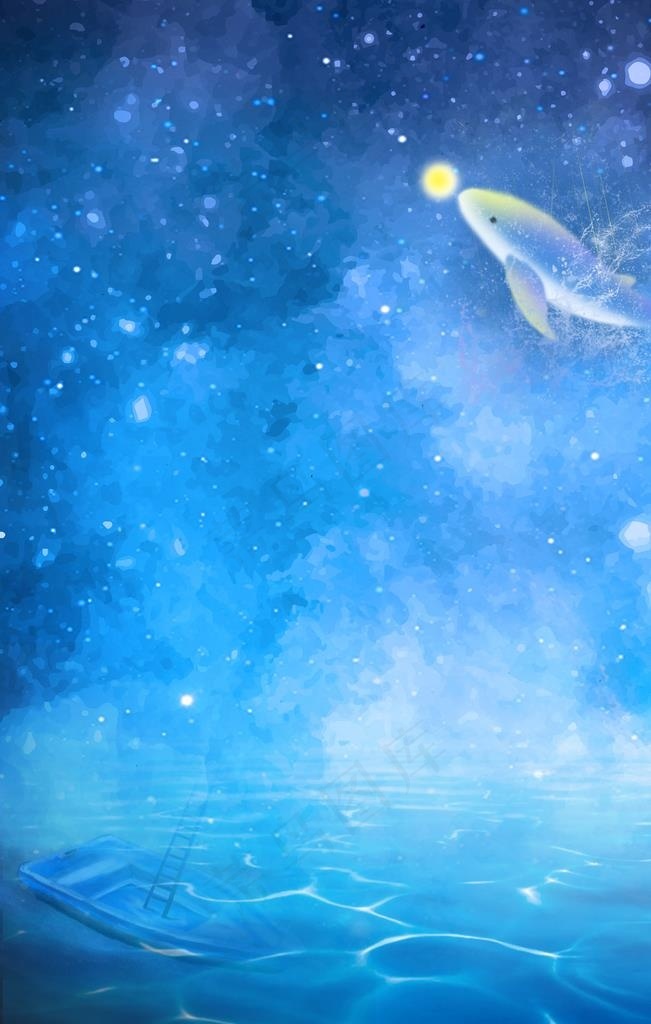 梦幻星空鲸鱼吐泡泡图片