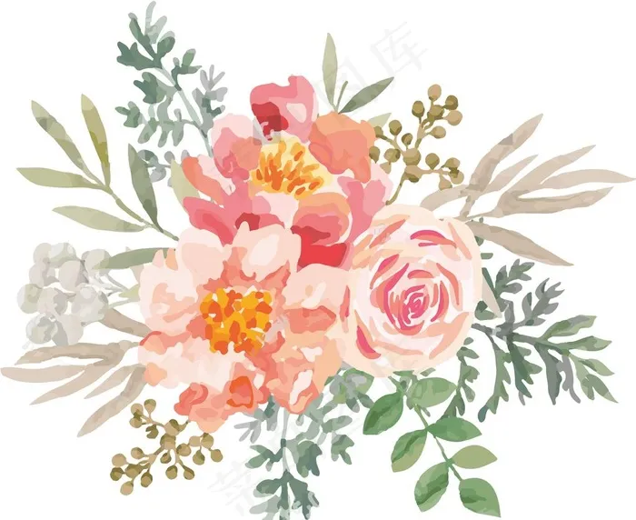 花朵水彩卡通装饰背景素材图片