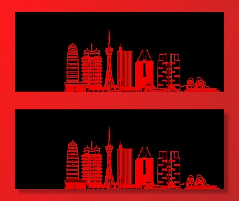 郑州城市楼宇建筑地标线稿图片