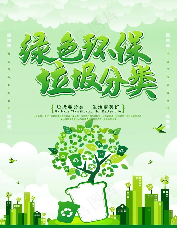 绿色环保垃圾分类海报图片