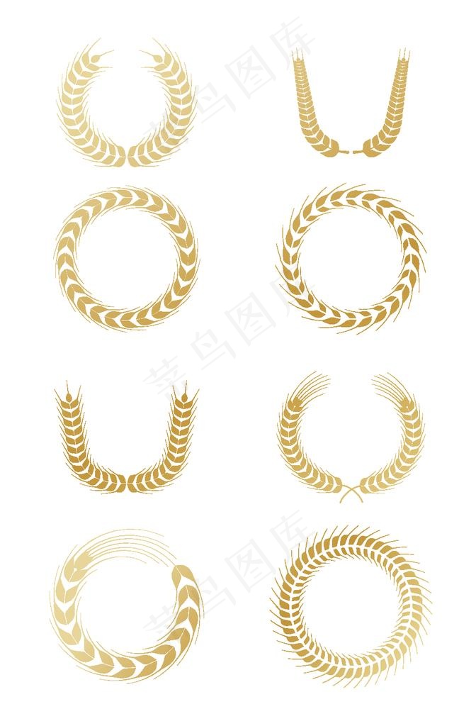 麦穗圆形花纹图案图片ai矢量模版下载