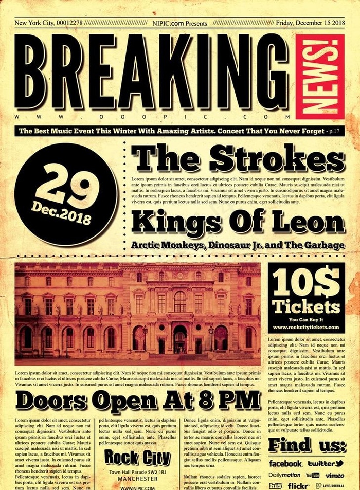 复古报纸国外创意设计海报psd图片(2539x3567(dpi:300))psd模版下载