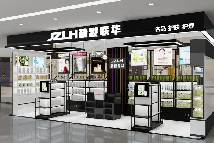 精妆联华化妆品体验店商城3D图图片