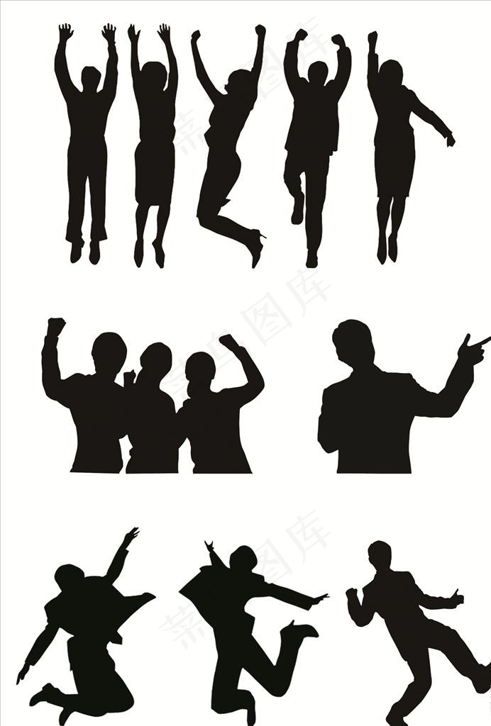 加油奋斗人物剪影图片psd模版下载