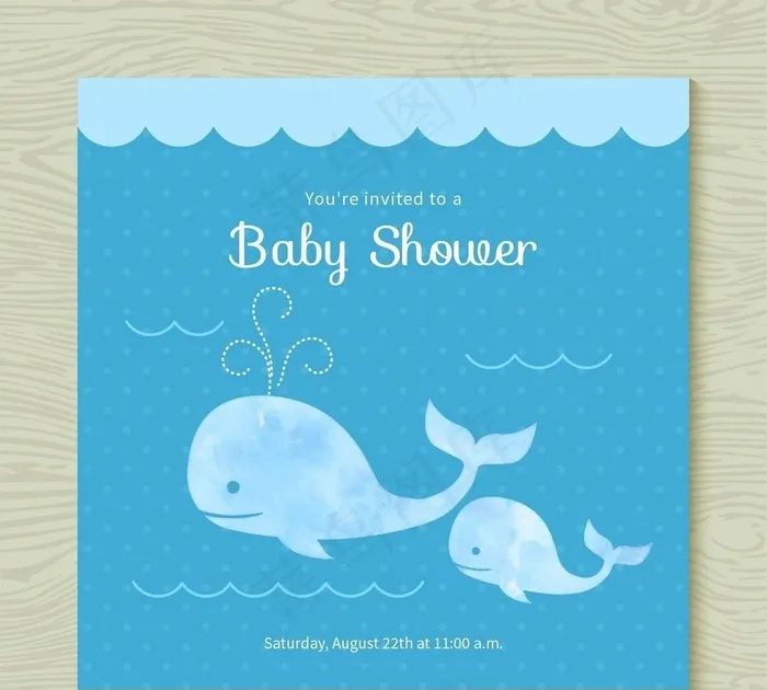 鲸鱼宝宝洗澡邀请图片