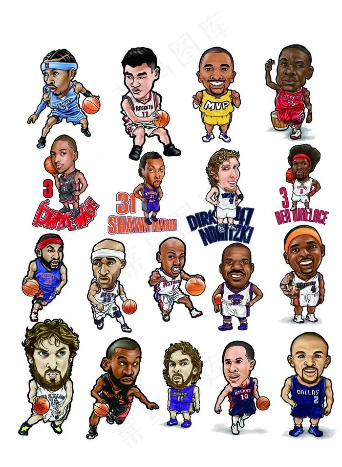 卡通NBA球星图片