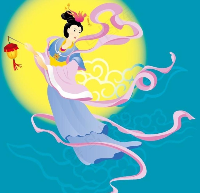 矢量中秋节嫦娥奔月插画图片epsai矢量模版下载