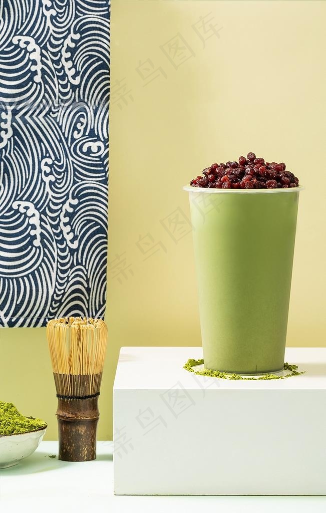 红豆抹茶奶茶图片