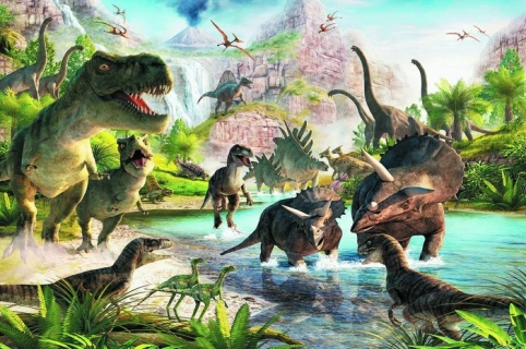 原始森林侏罗纪恐龙真实动物素材