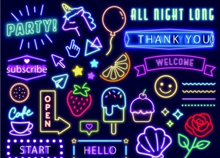 精美霓虹灯招牌夜景招牌合集759x774ai矢量模版下载