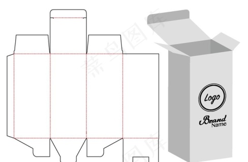 包装盒子盒子刀模图纸盒线条cdr矢量模版下载