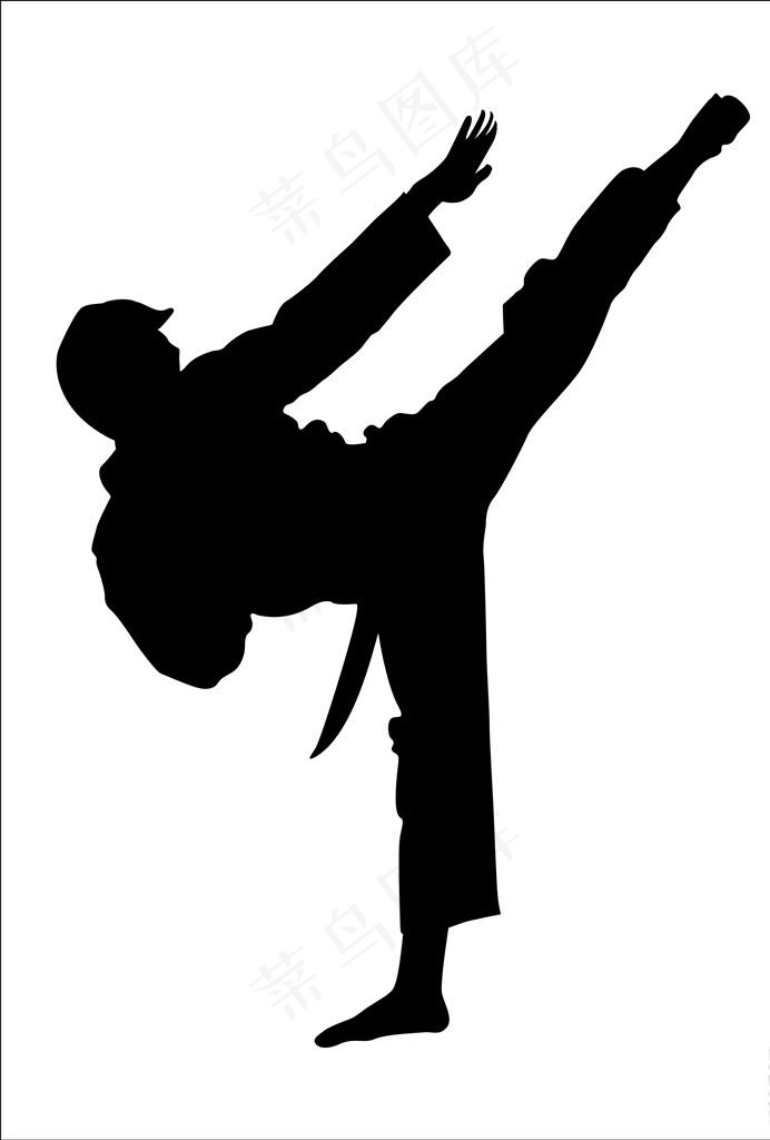 矢量跆拳道剪影图片cdr矢量模版下载