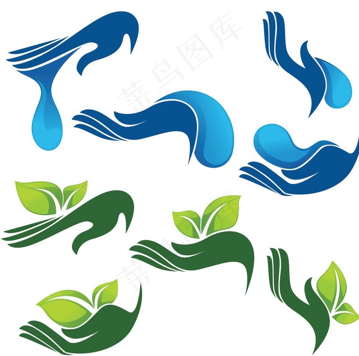 手形绿叶logo图标图片eps,ai矢量模版下载