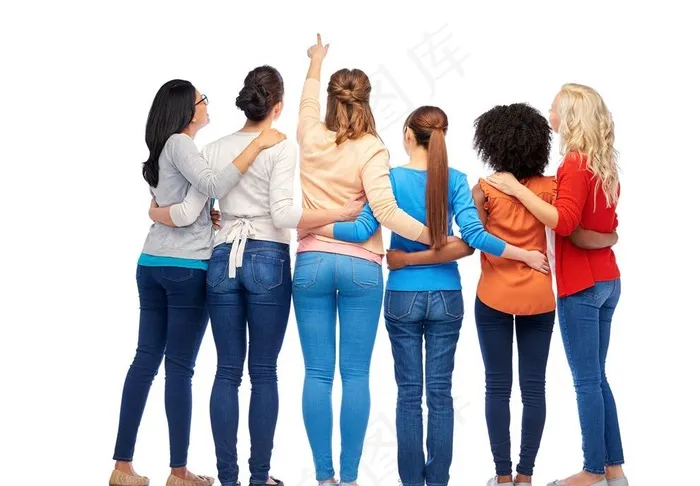 女性团队背部摄影图片