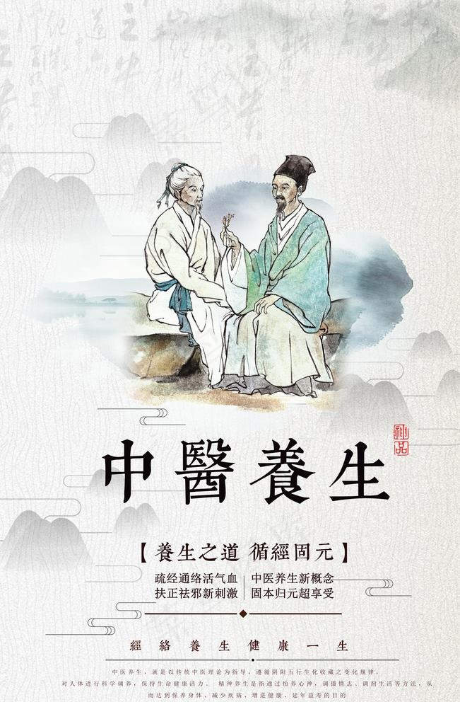中医养生国风复古古风插画海报图片3543x5315dpi150psd模版下载