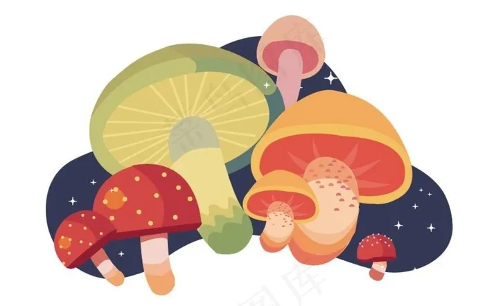 手绘蘑菇插画组合图片