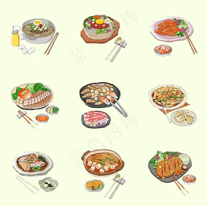 手绘韩式料理图片