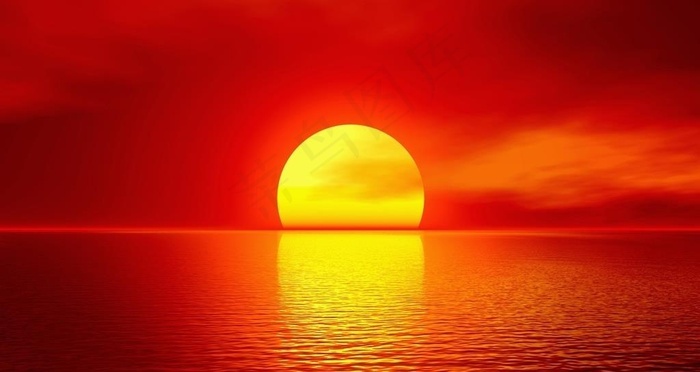 火红的夕阳图片 - 菜鸟图库