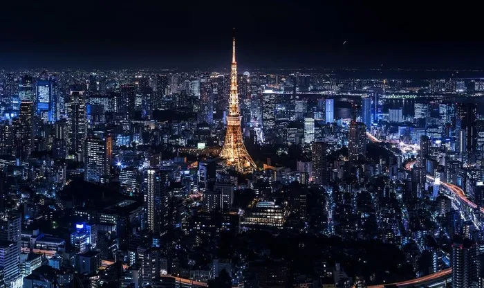 日本 东京 全景 塔 夜景图片