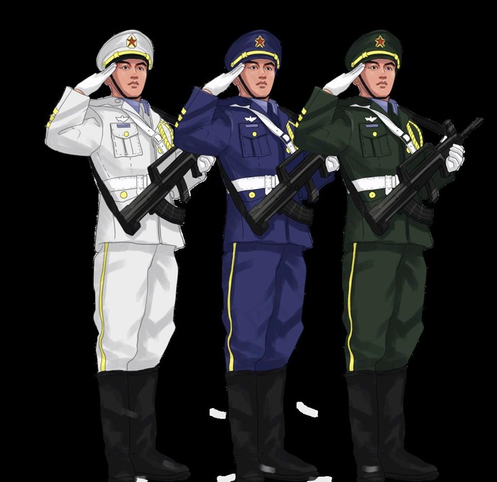 建军人物插画动漫军人图片psd模版下载