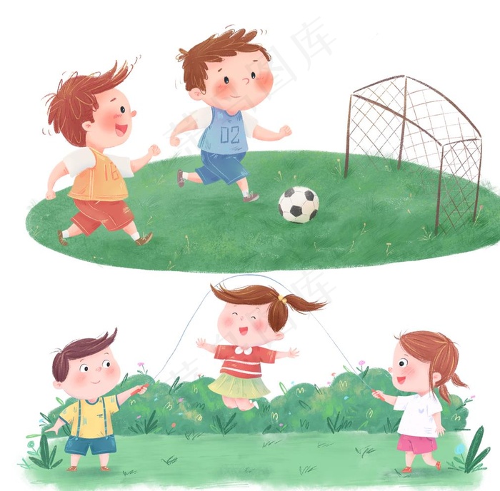 儿童运动课间插图图片psd模版下载