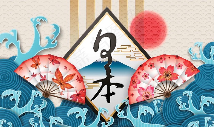 日本和风樱花风格创意海报图片eps,ai矢量模版下载