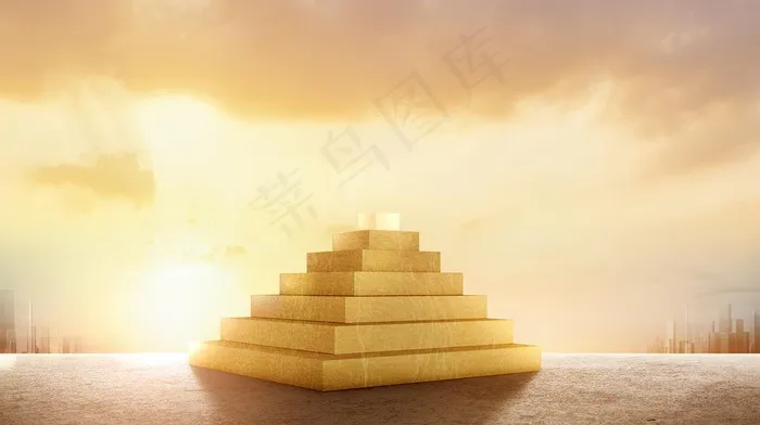 金色背景金字塔台阶领奖台图片