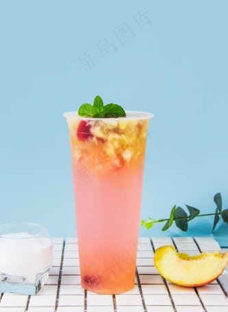 蜜桃酸奶水果茶 - 菜鸟图库