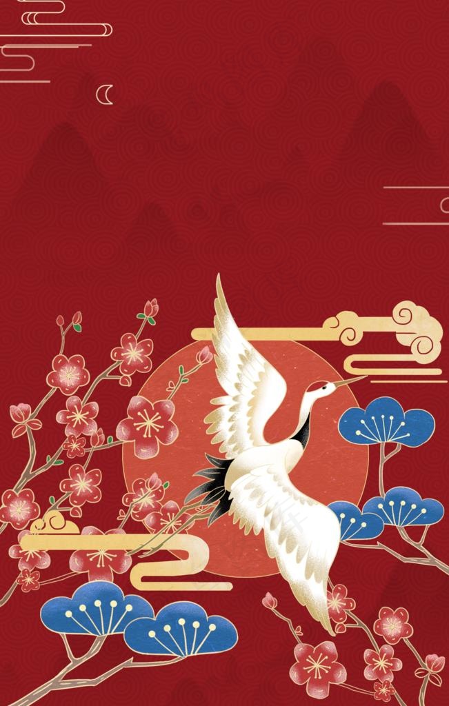 中国风国潮背景插画图片3300x4950dpi72psd模版下载