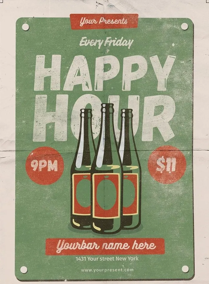 手绘怀旧复古酒吧创意宣传海报图片